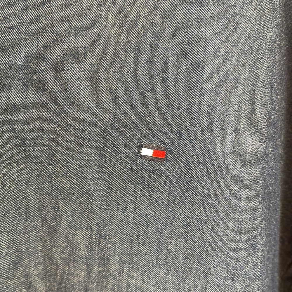 Tommy Hilfiger Button Up Casual Dress Shirt Navy Blue - Picture 3 of 9